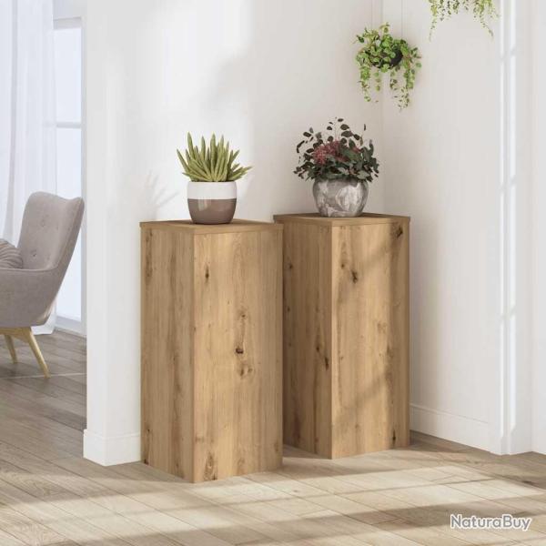 Supports pour plantes 2 pcs ch�ne artisanal bois d'ing�nierie