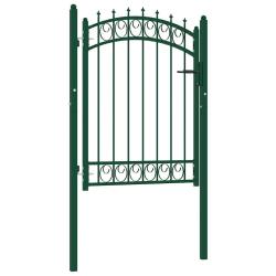 Portail de cl&ocirc;ture Emmen avec pointes en acier 103&nbsp;x&nbsp;109,5&nbsp;cm vert