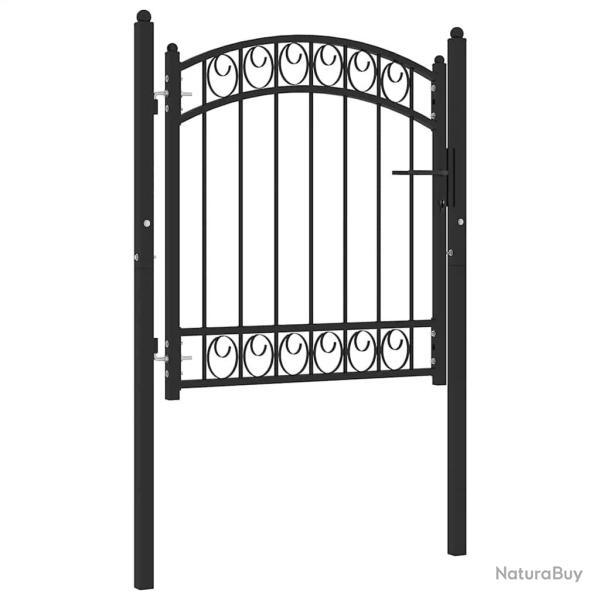 Portail de cl�ture Emmen avec arc en plein cintre, acier, 100�x�86�cm, noir