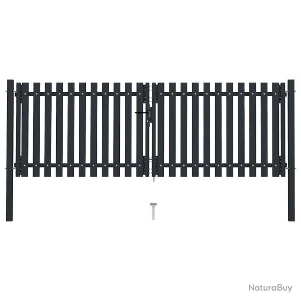 Portail double en acier 300 x 125 cm anthracite