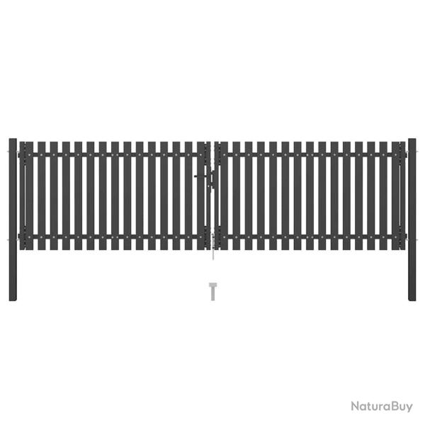 Portail de jardin en acier 400x75 cm anthracite