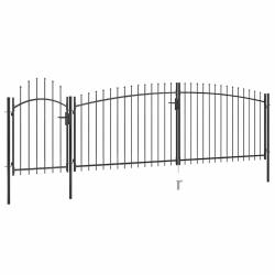 Portail de jardin Woerden avec pointe en forme de lance 5 x 1,5 m noir