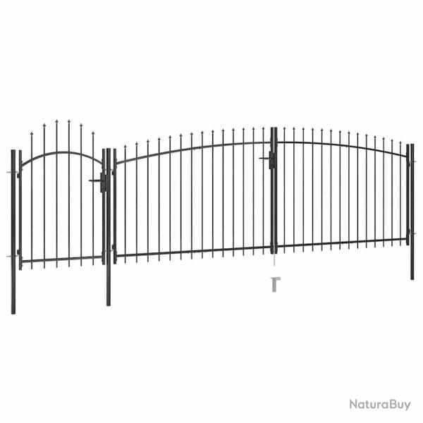 Portail de jardin Woerden avec pointe en forme de lance 5 x 1,5 m noir