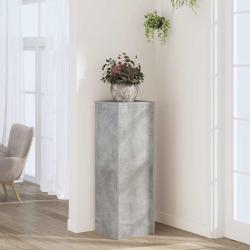 Support pour plantes gris b&eacute;ton 33x33x100 cm bois d'ing&eacute;nierie