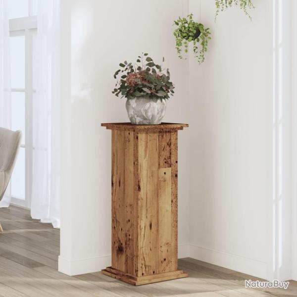 Support pour plantes vieux bois 33x33x80 cm bois d'ing�nierie