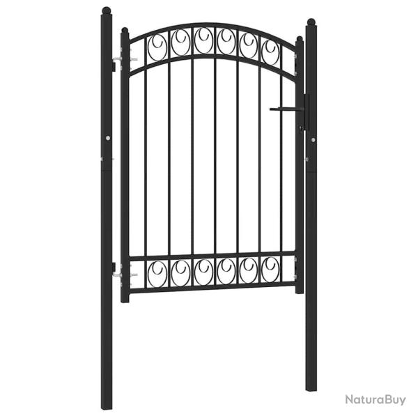Portail de cl�ture Emmen avec partie sup�rieure cintr�e, acier 100�x�98,5�cm, noir