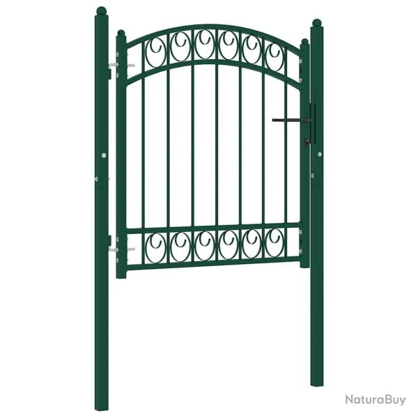 Portail de cl�ture Emmen avec arc en haut, acier, 100�x�86�cm, vert