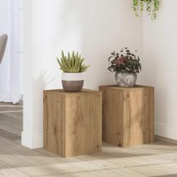 Supports pour plantes 2 pcs ch&ecirc;ne artisanal bois d'ing&eacute;nierie