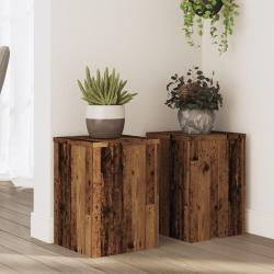 Supports pour plantes 2 pcs vieux bois bois d'ing&eacute;nierie