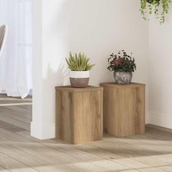 Supports pour plantes 2 pcs ch&ecirc;ne artisanal bois d'ing&eacute;nierie