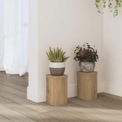 Supports pour plantes 2 pcs ch&ecirc;ne artisanal bois d'ing&eacute;nierie