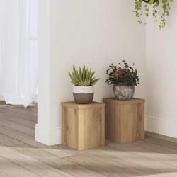 Supports pour plantes 2 pcs ch&ecirc;ne artisanal bois d'ing&eacute;nierie