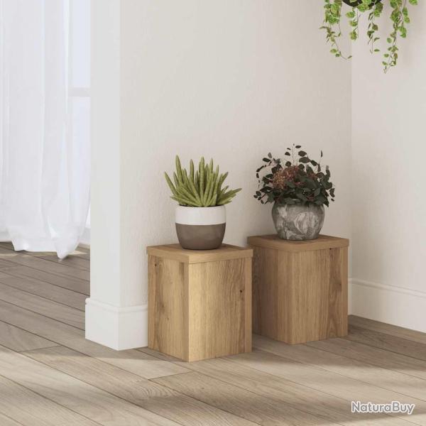 Supports pour plantes 2 pcs ch�ne artisanal bois d'ing�nierie