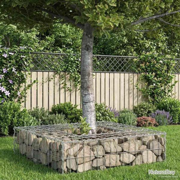 Lit sur�lev� gabion Argent� 80 x 80 x 20 cm Acier galvanis�