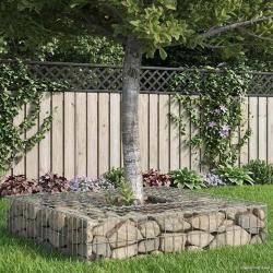 Lit sur&eacute;lev&eacute; gabion Argent&eacute; 100 x 100 x 20 cm Acier galvanis&eacute;