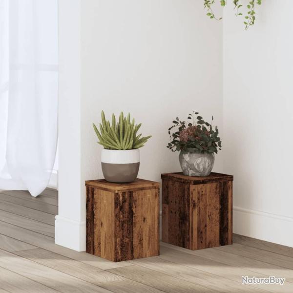 Supports pour plantes 2 pcs vieux bois bois d'ing�nierie
