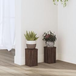 Supports pour plantes 2 pcs ch&ecirc;ne marron bois d'ing&eacute;nierie