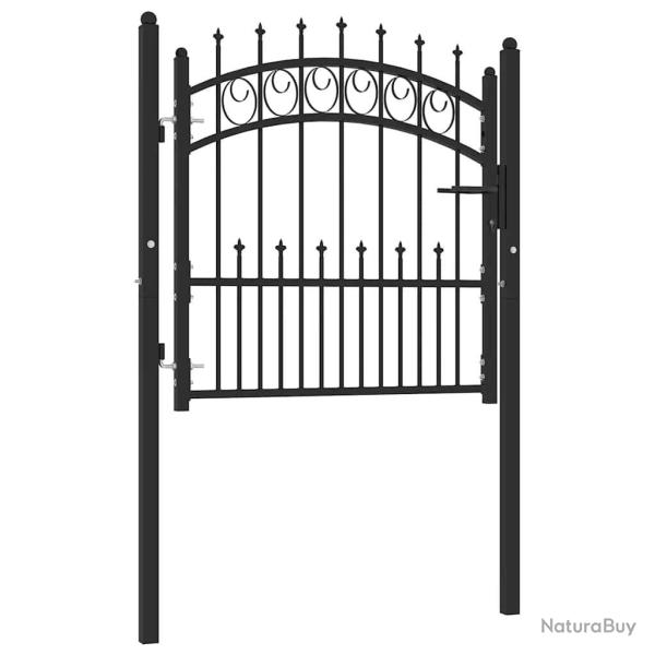 Portail de cl�ture Emmen avec pointes, acier, 104 x 87 cm, noir
