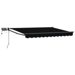 Store r&eacute;tractable manuel avec LEDs Noir 3 x 2,5 m