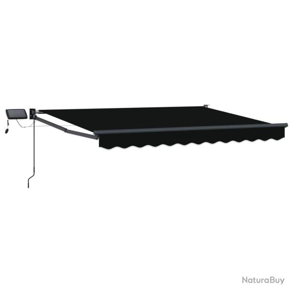 Store r�tractable manuel avec LEDs Noir 3 x 2,5 m