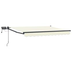 Store r&eacute;tractable manuel avec LEDs Cr&egrave;me 3 x 2 m