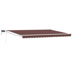 Store r&eacute;tractable manuel avec LEDs Marron 4,5 &times; 3 m
