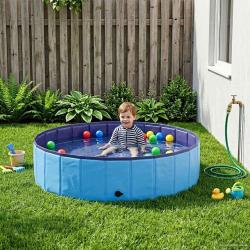 Piscine de nage pliable pour chien Bleu 120 x 120 x 30 cm PVC