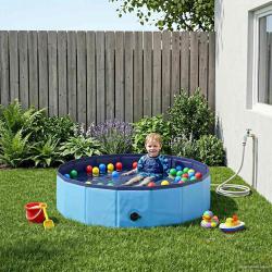Piscine de nage pliable pour chien Bleu 80 x 80 x 20 cm PVC