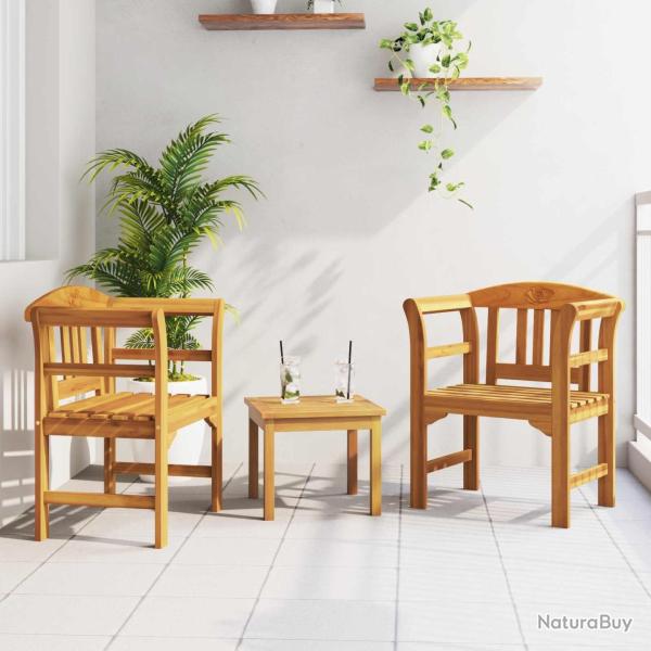 Ensemble de salon Rose de jardin 3 pcs Bois d'Acacia Massif
