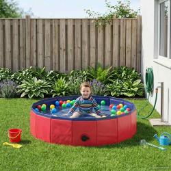 Piscine de nage pliable pour chien Rouge et bleu PVC