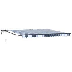 Store r&eacute;tractable manuel avec LEDs Bleu et Blanc 4,5 &times; 3 m