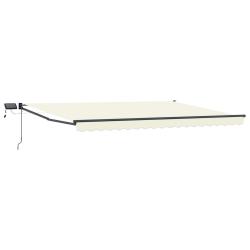 Store r&eacute;tractable manuel avec LEDs Cr&egrave;me 4,5 &times; 3 m
