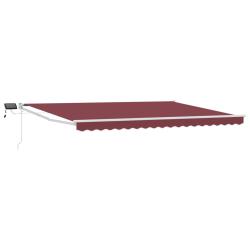 Store r&eacute;tractable manuel avec LEDs Rouge bordeaux 4,5 &times; 3 m