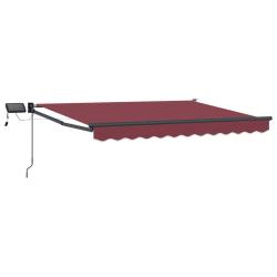 Store r&eacute;tractable manuel avec LEDs Rouge bordeaux 3,5 x 2,5 m
