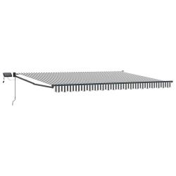 Store r&eacute;tractable manuel avec LEDs Anthracite et blanc 4 &times; 3 m