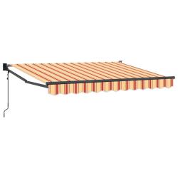 Auvent r&eacute;tractable &eacute;lectrique Jaune, Orange et Blanc 3,5 x 2 m