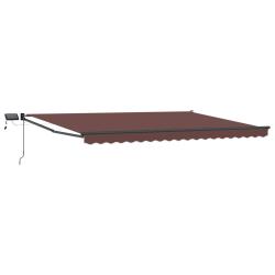 Store r&eacute;tractable manuel avec LEDs Marron 5 x 3 m