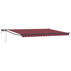 Store r&eacute;tractable manuel avec LEDs Rouge bordeaux 4,5 &times; 3 m
