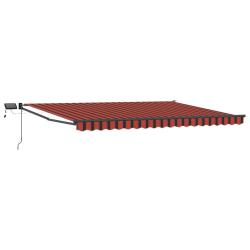 Store r&eacute;tractable manuel avec LEDs Orange et marron 4,5 &times; 3 m