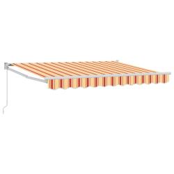 Auvent r&eacute;tractable manuel Jaune, Orange et Blanc 3,5 x 2 m