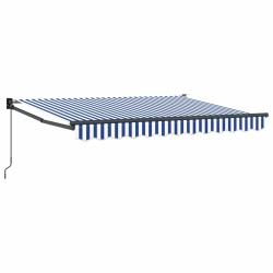 Auvent r&eacute;tractable manuel Bleu et Blanc 3 x 2 m