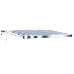 Store r&eacute;tractable manuel avec LEDs Bleu et Blanc 4,5 &times; 3 m
