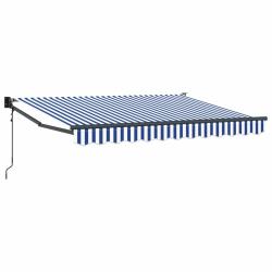 Auvent r&eacute;tractable &eacute;lectrique Bleu et Blanc 3 x 2 m