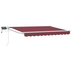 Store r&eacute;tractable manuel avec LEDs Rouge bordeaux 3 x 2,5 m