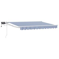 Store r&eacute;tractable manuel avec LEDs Bleu et Blanc 3,5 x 2,5 m