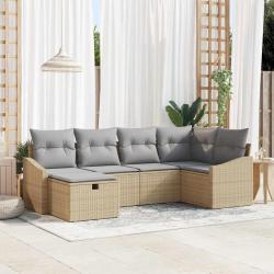 Ensemble de Canap&eacute;s avec coussin 6 pcs polyrotin