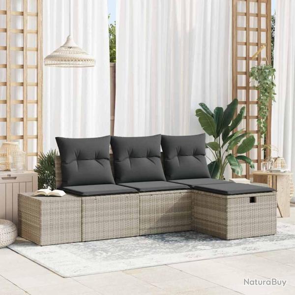 Ensemble de Canap�s avec coussin 4 pcs polyrotin