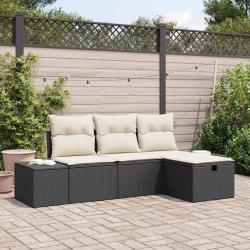 Ensemble de Canap&eacute;s avec coussin 4 pcs polyrotin