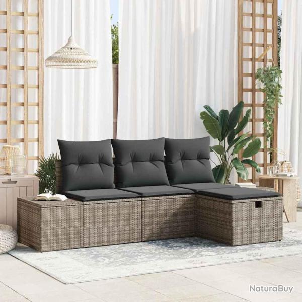 Ensemble de Canap�s avec coussin 4 pcs polyrotin