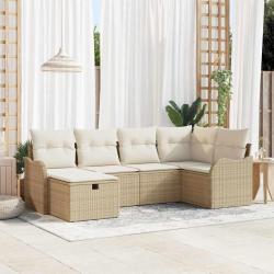 Ensemble de canap&eacute; de jardin 6 pcs Beige Poly rotin